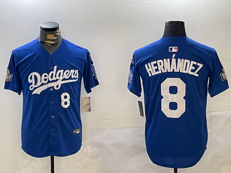 Men Los Angeles Dodgers 8 Yamamoto 2024 World series patch blue jersey 20241120178